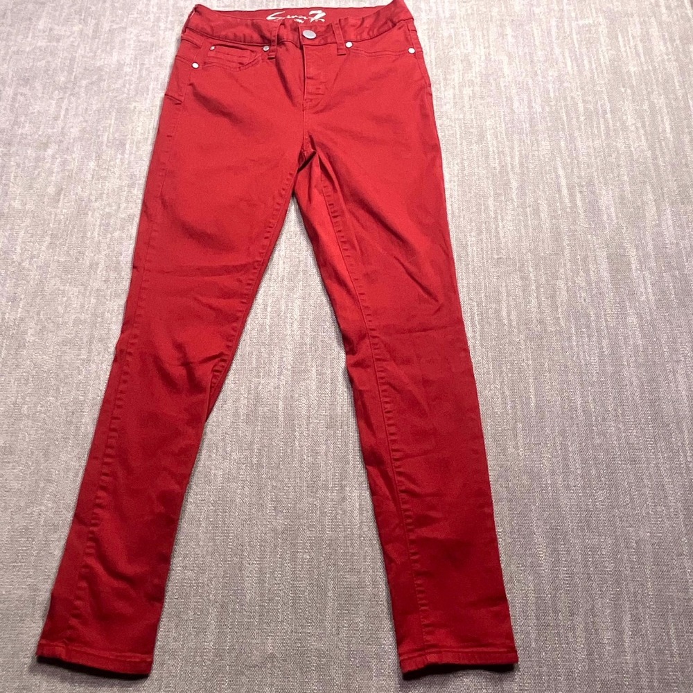 Seven7 High Rise Skinny Jeans Women 4 Burgundy Denim Stretch Cotton Booty Shaper